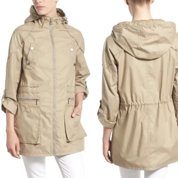 Sam Edelman Khaki Utility Hooded Jacket Size: L - Picture 2 of 12